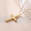 New copper-plated real gold cross necklace jewelry for cross-border trade in Europe and America, simple pendant, Southeast Asian trend, versatile, fully set with zircon details Picture